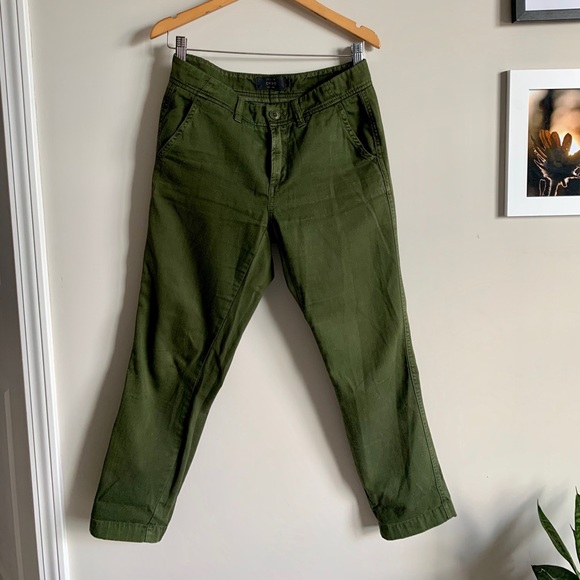 J Crew Military Green Chinos - petite - Picture 2 of 6